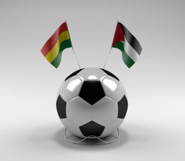 Bolivya - Filistin Futbol Bayrakları, Beyaz Arkaplan - 3D Render