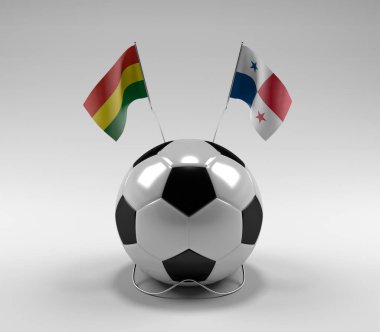 Bolivya - Panama Futbol Bayrakları, Beyaz Arkaplan - 3D Render