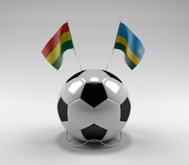 Bolivya - Ruanda Futbol Bayrakları, Beyaz Arkaplan - 3D Render