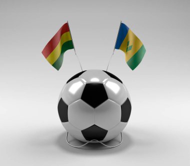 Bolivya - Saint-Vincent-and the-Grenadines Futbol Bayrakları, Beyaz Arkaplan - 3D Render