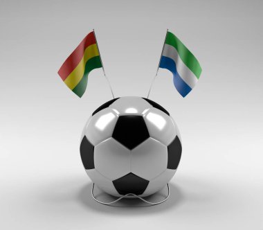 Bolivya - Sierra-Leone Futbol Bayrakları, Beyaz Arkaplan - 3D Render
