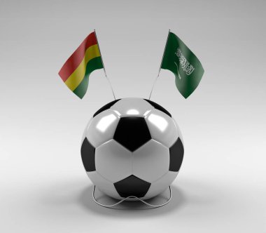 Bolivya - Suudi Arabistan Futbol Bayrakları, Beyaz Arkaplan - 3D Render