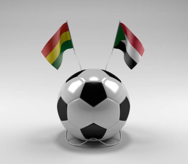 Bolivya - Sudan Futbol Bayrakları, Beyaz Arkaplan - 3D Render