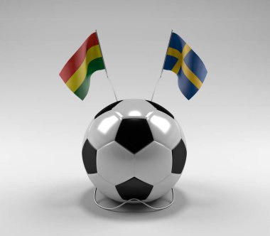 Bolivya - İsveç Futbol Bayrakları, Beyaz Arkaplan - 3D Render