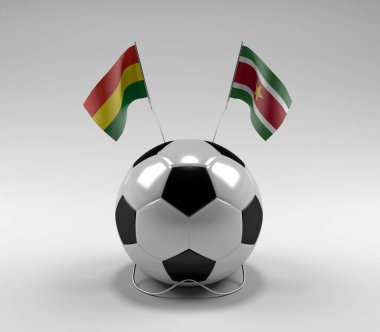 Bolivya - Surinam Futbol Bayrakları, Beyaz Arkaplan - 3D Render