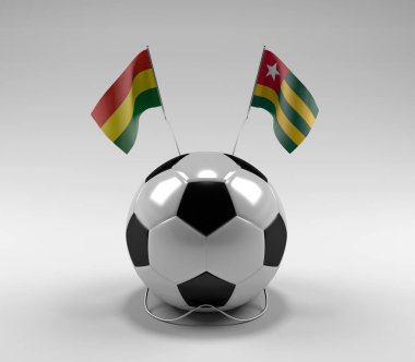Bolivya - Togo Futbol Bayrakları, Beyaz Arkaplan - 3D Render