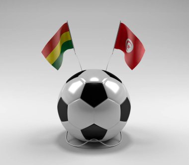Bolivya - Tunus Futbol Bayrakları, Beyaz Arkaplan - 3D Render