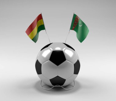 Bolivya - Türkmenistan Futbol Bayrakları, Beyaz Arkaplan - 3D Render