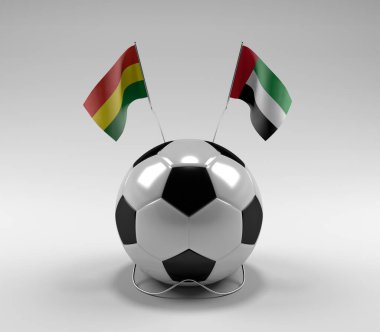Bolivya - Birleşik Arap-Emirlikleri Futbol Bayrakları, Beyaz Arkaplan - 3D Render