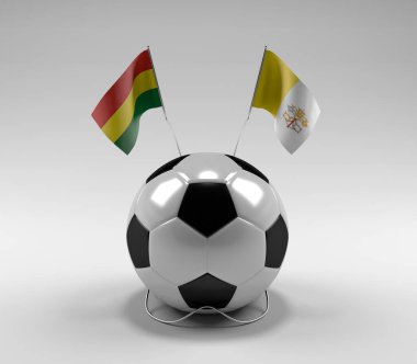 Bolivya - Vatikan-Şehir Futbol Bayrakları, Beyaz Arkaplan - 3D Render