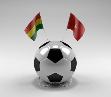 Bolivya - Vietnam Futbol Bayrakları, Beyaz Arkaplan - 3D Render