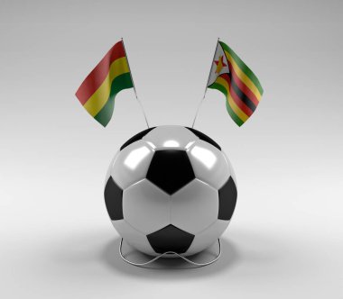 Bolivya - Zimbabve Futbol Bayrakları, Beyaz Arkaplan - 3D Render