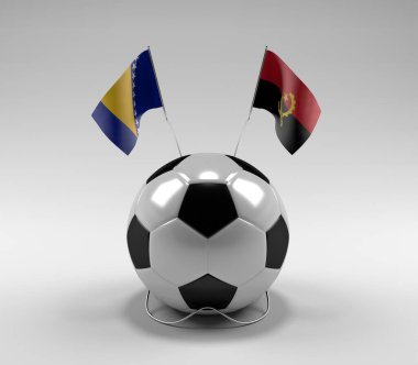 Bosna-Hersek - Angola Futbol Bayrakları, Beyaz Arkaplan - 3D Render