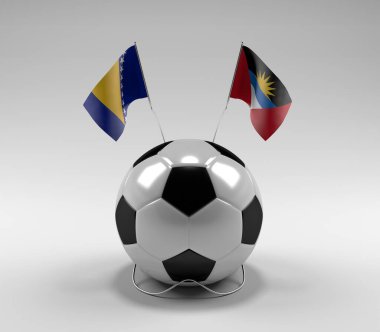 Bosna-Hersek - Antigua ve Barbuda Futbol Bayrakları, Beyaz Arkaplan - 3D Render