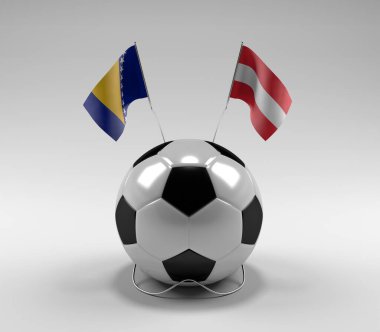 Bosna-Hersek - Avusturya Futbol Bayrakları, Beyaz Arkaplan - 3D Render