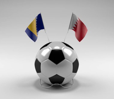 Bosna-Hersek - Bahreyn Futbol Bayrakları, Beyaz Arkaplan - 3D Render