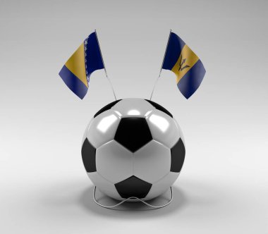 Bosna-Hersek - Barbados Futbol Bayrakları, Beyaz Arkaplan - 3D Hazırlama