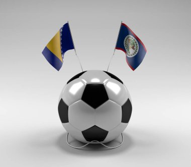 Bosna-Hersek - Belize Futbol Bayrakları, Beyaz Arkaplan - 3D Render