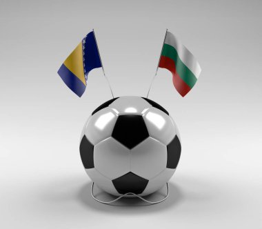 Bosna-Hersek - Bulgaristan Futbol Bayrakları, Beyaz Arkaplan - 3D Render