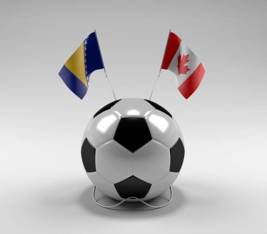 Bosna-Hersek - Kanada Futbol Bayrakları, Beyaz Arkaplan - 3D Render