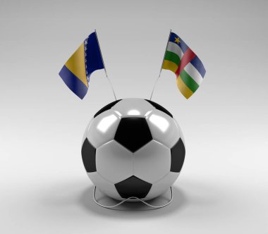 Bosna-Hersek - Orta-Afrika-Cumhuriyeti Futbol Bayrakları, Beyaz Arkaplan - 3D Render