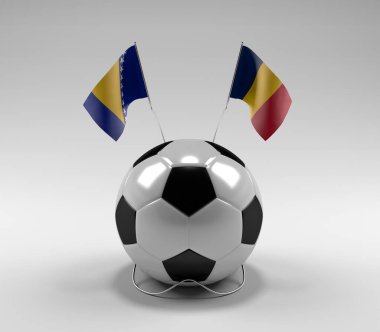 Bosna-Hersek - Çad Futbol Bayrakları, Beyaz Arkaplan - 3D Render