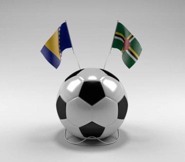 Bosna-Hersek - Dominica Futbol Bayrakları, Beyaz Arkaplan - 3D Render