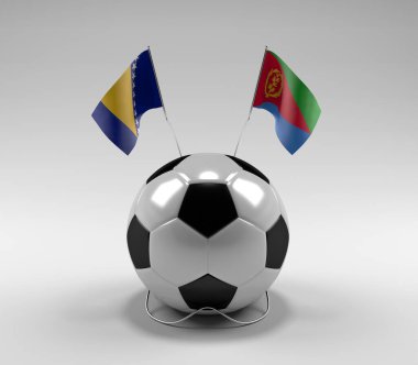 Bosna-Hersek - Eritre Futbol Bayrakları, Beyaz Arkaplan - 3D Render