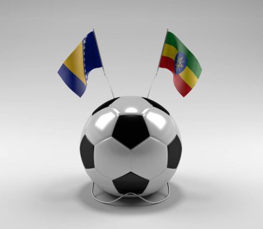 Bosna-Hersek - Etiyopya Futbol Bayrakları, Beyaz Arkaplan - 3D Render