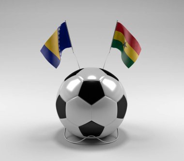 Bosna-Hersek - Gana Futbol Bayrakları, Beyaz Arkaplan - 3D Render