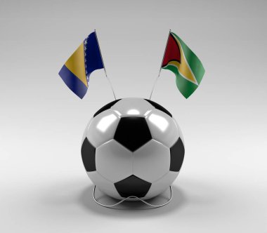 Bosna-Hersek - Guyana Futbol Bayrakları, Beyaz Arkaplan - 3D Render