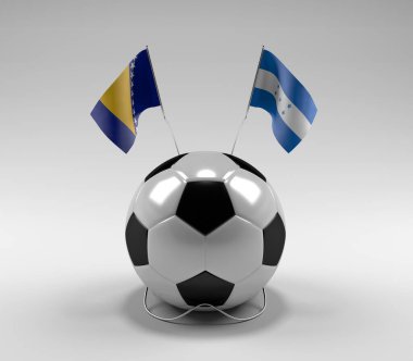 Bosna-Hersek - Honduras Futbol Bayrakları, Beyaz Arkaplan - 3D Render