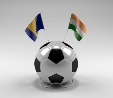 Bosna-Hersek - Hindistan Futbol Bayrakları, Beyaz Arkaplan - 3D Render
