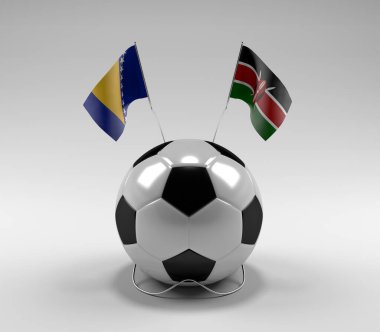 Bosna-Hersek - Kenya Futbol Bayrakları, Beyaz Arkaplan - 3D Render