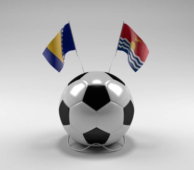 Bosna-Hersek - Kiribati Futbol Bayrakları, Beyaz Arkaplan - 3D Render