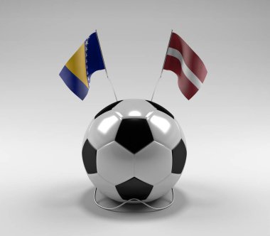 Bosna-Hersek - Letonya Futbol Bayrakları, Beyaz Arkaplan - 3D Render