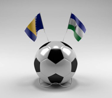 Bosna-Hersek - Lesotho Futbol Bayrakları, Beyaz Arkaplan - 3D Render