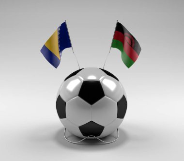 Bosna-Hersek - Malavi Futbol Bayrakları, Beyaz Arkaplan - 3D Render