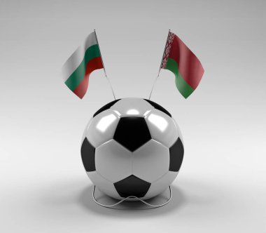 Bulgaristan - Beyaz Futbol Bayrakları, Beyaz Arkaplan - 3D Render
