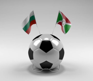 Bulgaristan - Burundi Futbol Bayrakları, Beyaz Arkaplan - 3D Hazırlama