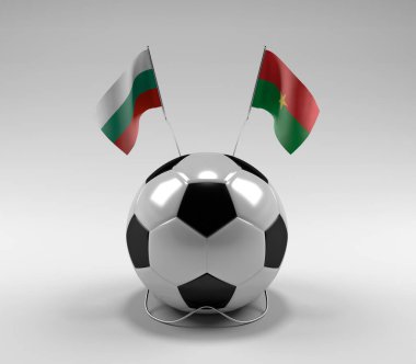 Bulgaristan - Burkina-Faso Futbol Bayrakları, Beyaz Arkaplan - 3D Render