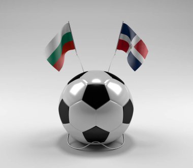 Bulgaristan - Dominik Cumhuriyeti Futbol Bayrakları, Beyaz Arkaplan - 3D Render