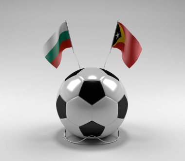 Bulgaristan - Doğu Timor Futbol Bayrakları, Beyaz Arkaplan - 3D Render