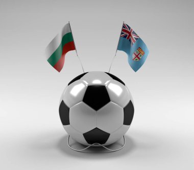 Bulgaristan - Fiji Futbol Bayrakları, Beyaz Arkaplan - 3D Hazırlama