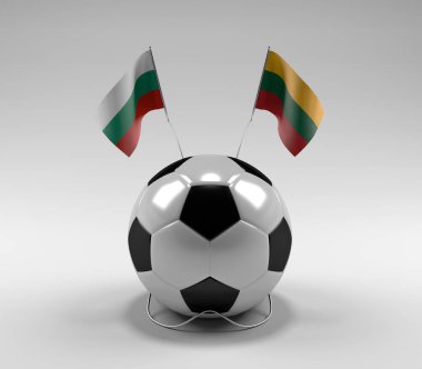 Bulgaristan - Litvanya Futbol Bayrakları, Beyaz Arkaplan - 3D Render