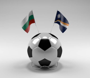 Bulgaristan - Marshall-Adaları Futbol Bayrakları, Beyaz Arkaplan - 3D Render