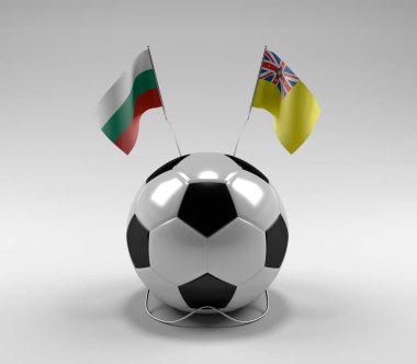 Bulgaristan - Niue Futbol Bayrakları, Beyaz Arkaplan - 3D Hazırlama