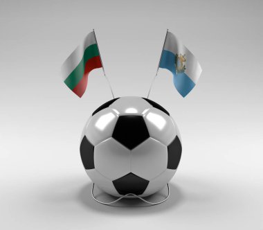 Bulgaristan - San-Marino Futbol Bayrakları, Beyaz Arkaplan - 3D Render