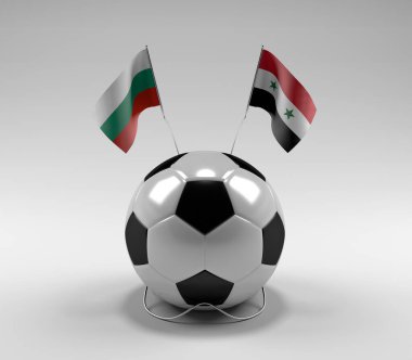Bulgaristan - Suriye Futbol Bayrakları, Beyaz Arkaplan - 3D Hazırlama