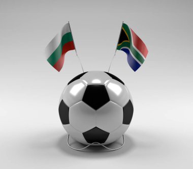 Bulgaristan - Güney Afrika Futbol Bayrakları, Beyaz Arkaplan - 3D Render